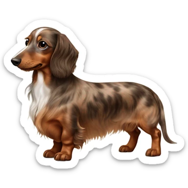 brown Merle long haired Dachshund full body sticker