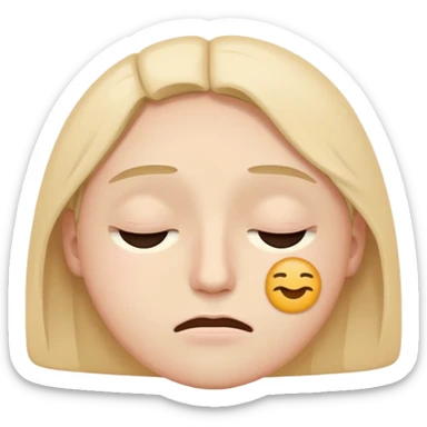 minimal flat emoji of a fatigued face,
half-closed eyes,
slightly uneven eyelids,
low-energy expression,
cool pastel muted tones,
modern mental health app style,
transparent background,
vector illustration sticker