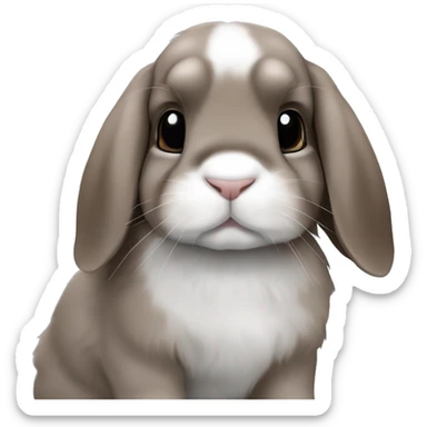 Brown and grey holland lop mini lop sticker