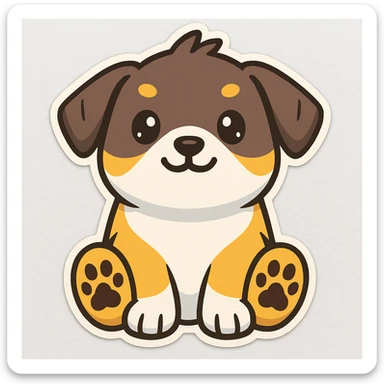 Make the paw print dark brown in cartoonish stickers sticker