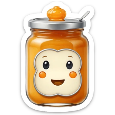 Hermès-style bread and orange jam jar, classic French breakfast, cute emoji style sticker