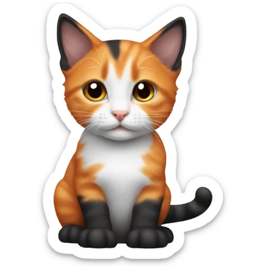 orange black and white kitten  sticker