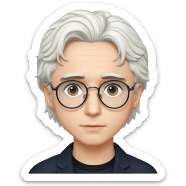 timothee chalamet with white hair and glasses sticker
