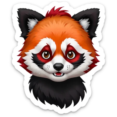 punk red panda with red and black hair sticker