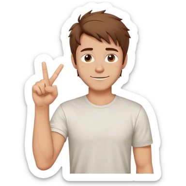Chest-up sketch of a cartoon man with messy hair and a smug smile, raising one finger straight up. He wears a t-shirt, and the background is minimal. Emphasize the finger and facial expression sticker