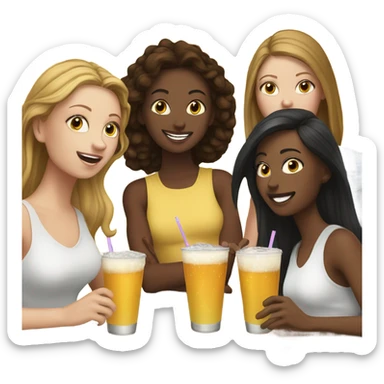 Group of 6 white  girls drinking  sticker