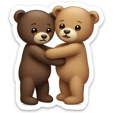 Two teddy bears, one is dark brown, the other is light brown, hugging each other  sticker