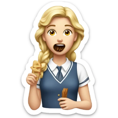 preppy girl eating stanley sticker