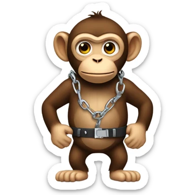 Monkey wearing handcuffs behind back sticker