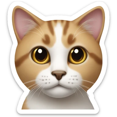 White and brown cat with black spot on the nose sticker