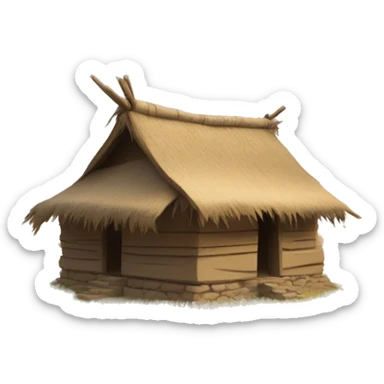 ancient indian village house in fields sticker