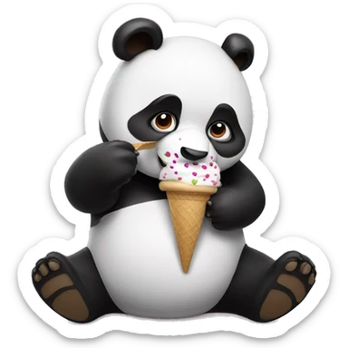 Panda eating ice cream sticker