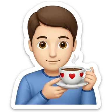 man holding teacup sticker