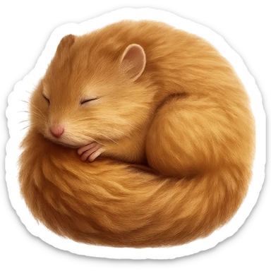Make the gerbil much fluffier with extra soft fur, keeping the curled up sleeping pose, no background. sticker