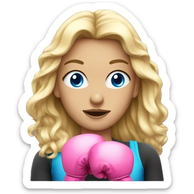 blonde girl with pink boxing gloves blue eyes sticker