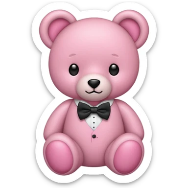 Osito rosa con moño en el cuello sticker