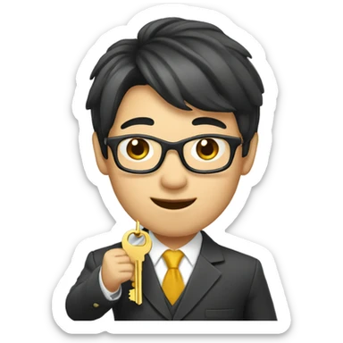 asian realtor with hair handing a gold key sticker