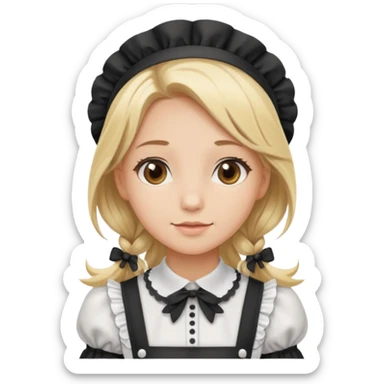 Long blonde hair girl maid with brown eyes sticker