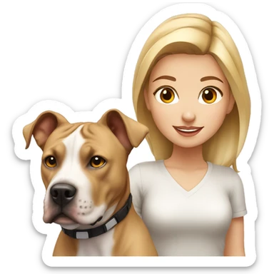 Blonde girl with light brown american staffordshire terrier sticker