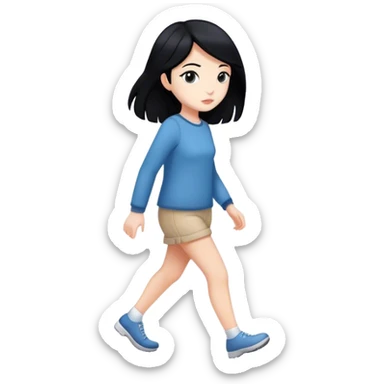 White girl with black hair walking alone  sticker