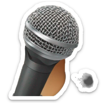happy girl-with-long-brown-straight-hair-brown-eyes-holding microphone sticker
