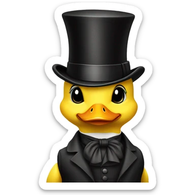 Yellow duckling in a top hat sticker