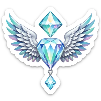 holy diamond emblem with white wings and diamond in the middle sticker