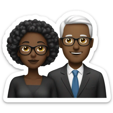 Black woman and white man with glasses couple sticker