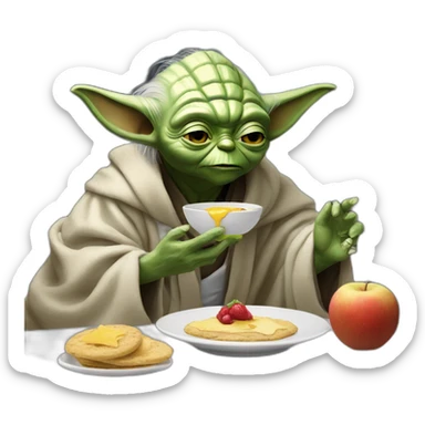 yoda eating trump for breakfast on the moon sticker