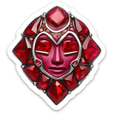 ruby inlaid brooch sticker