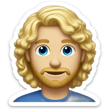 male designer, macbook, stubble beard, light curly blond hair, blue eyes sticker