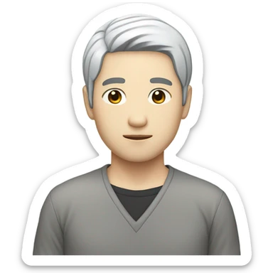 man from japan, white skin, black hair, casual shirt sticker