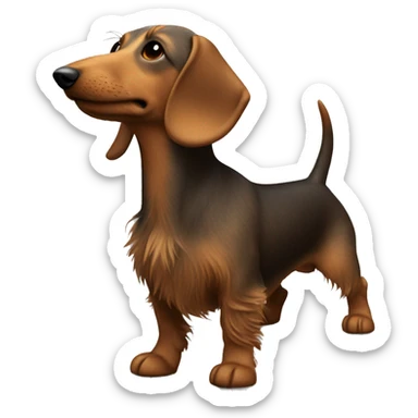 Wire haired wiener dog from the side whole body dark  sticker