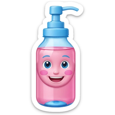 Smiling grin baby oil bottle pink blue top  sticker