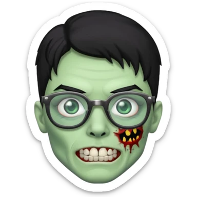 A zombie with glasses black hair and diamond teeth sticker