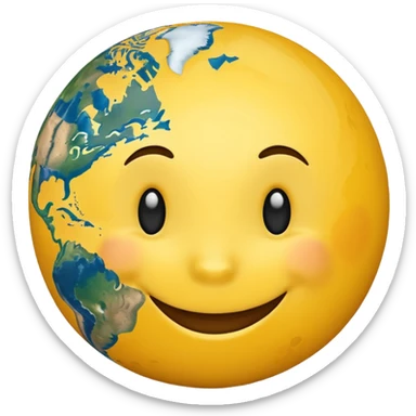 planet earth smiley face sticker