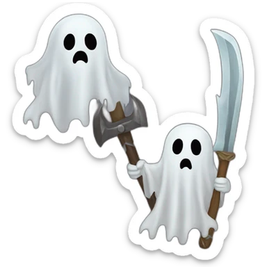 A ghost with a sword vs a zombie with a pickaxe sticker