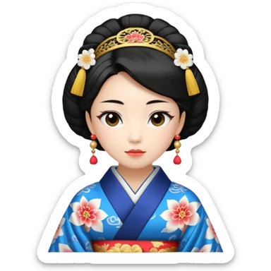 Japanese Princess with in ceremonial robe kimono sticker