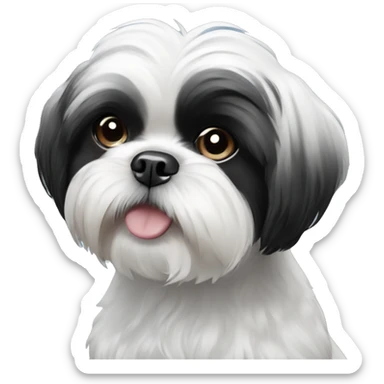 blue eyed black and white shih tzu sticker