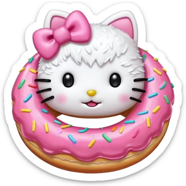 hello kitty eating a donut sticker