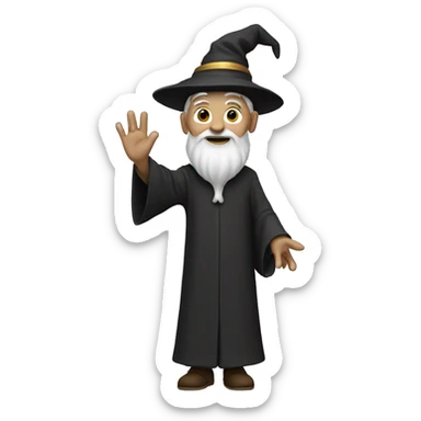 A wizard raises right hand sticker