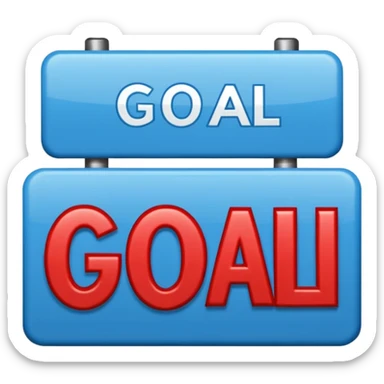 Word “Goal” sign comic style blue (#00A3E0) and red (#F9423A)  sticker