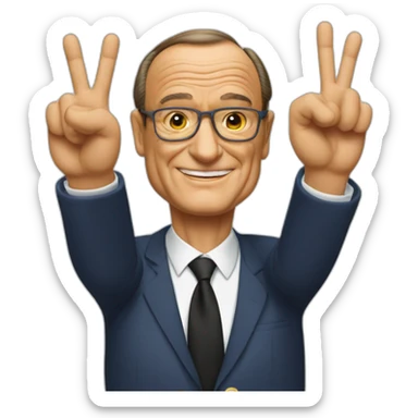 Jaques Chirac fait le signe peace and love avec ses deux mains sticker