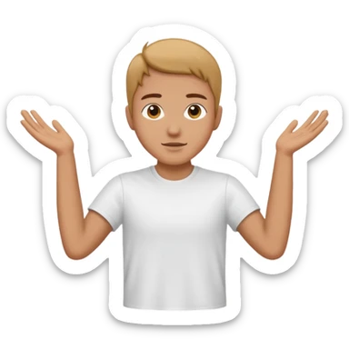 Una persona con los brazos estirados perpendicularmente hacia ambos lados con una camiseta blanca  sticker