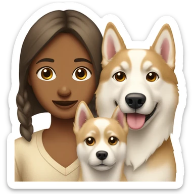 French Couple and One golden beige  Husky siberian  sticker