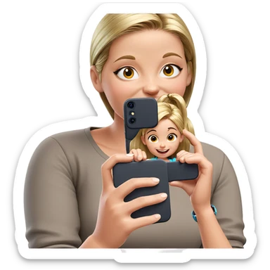 girl holding phone and smiling sticker