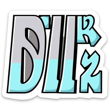 graffiti style connected BLK letters with silver outline, urban street art sticker