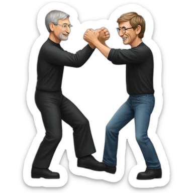 Steve jobs and bill gates wrestling sticker