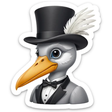 pelican in top hat sticker