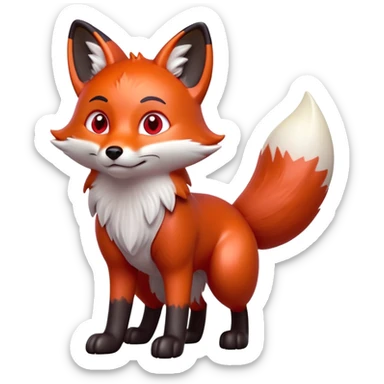cinematic-[fox]-realistic-full-body-standing on all fours-emoji,-tail-tucked-close,-head-tilted-dramatically,-fox-[red]-fur,-simplified-yet-realistic-focused-features,-highly-detailed,-glowing-with-an-almost-sarcastic-glow  =expressive eyes sticker